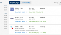 a screenshot of a flight schedule