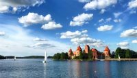 a castle on a lake