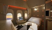 a bed in a plane