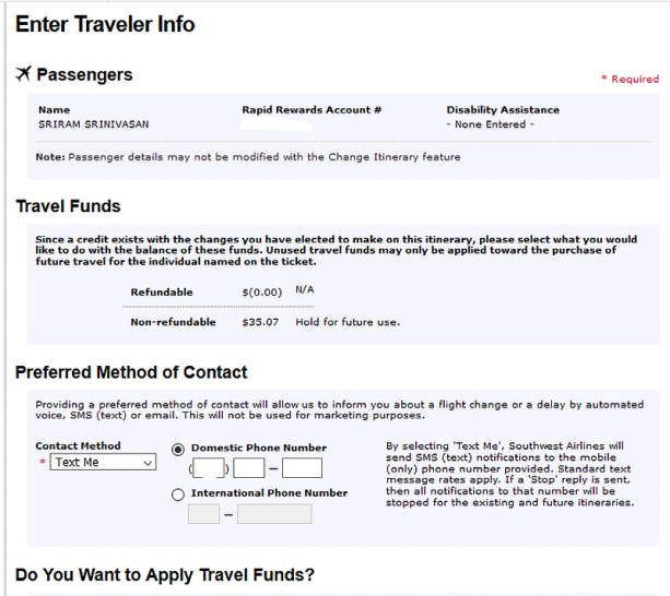 southwest travel credit validity