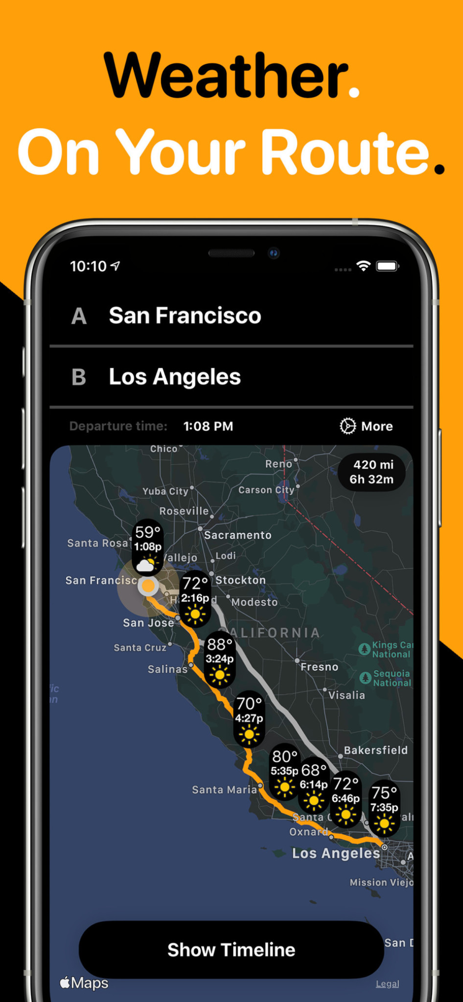 Introducing Weather on the Way, A New Road Trip Weather App