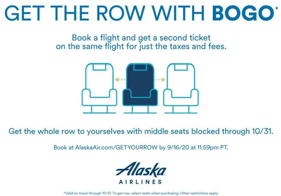 Alaska Airlines Brings Back The "Get The Row With BOGO" Sale