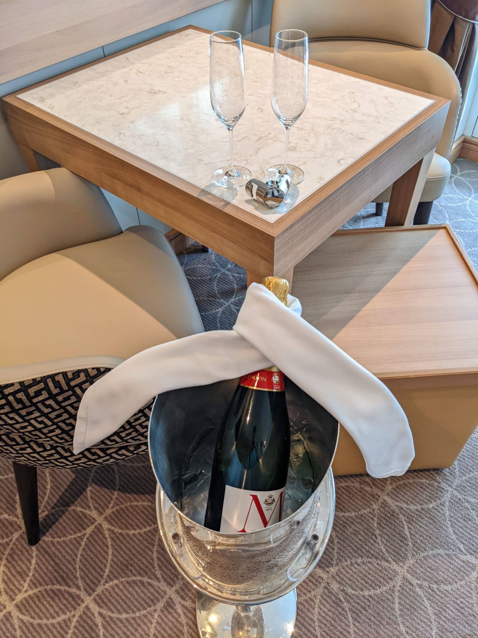 a champagne bottle in a bucket