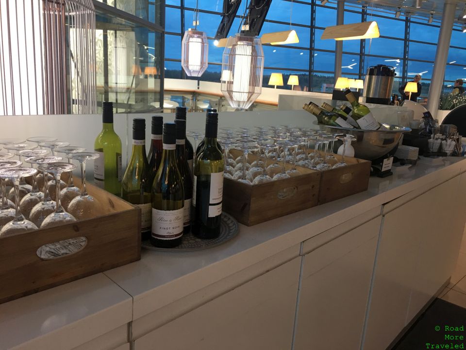 Finnair Lounge HEL wine selection