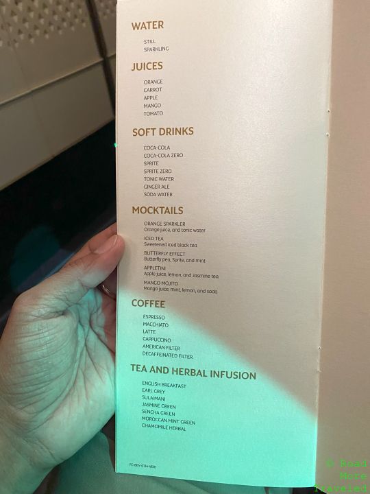 EY F soft drinks/coffee/tea menu