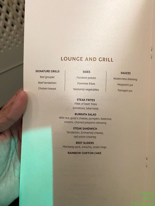 EY F "Lounge and Grill" menu
