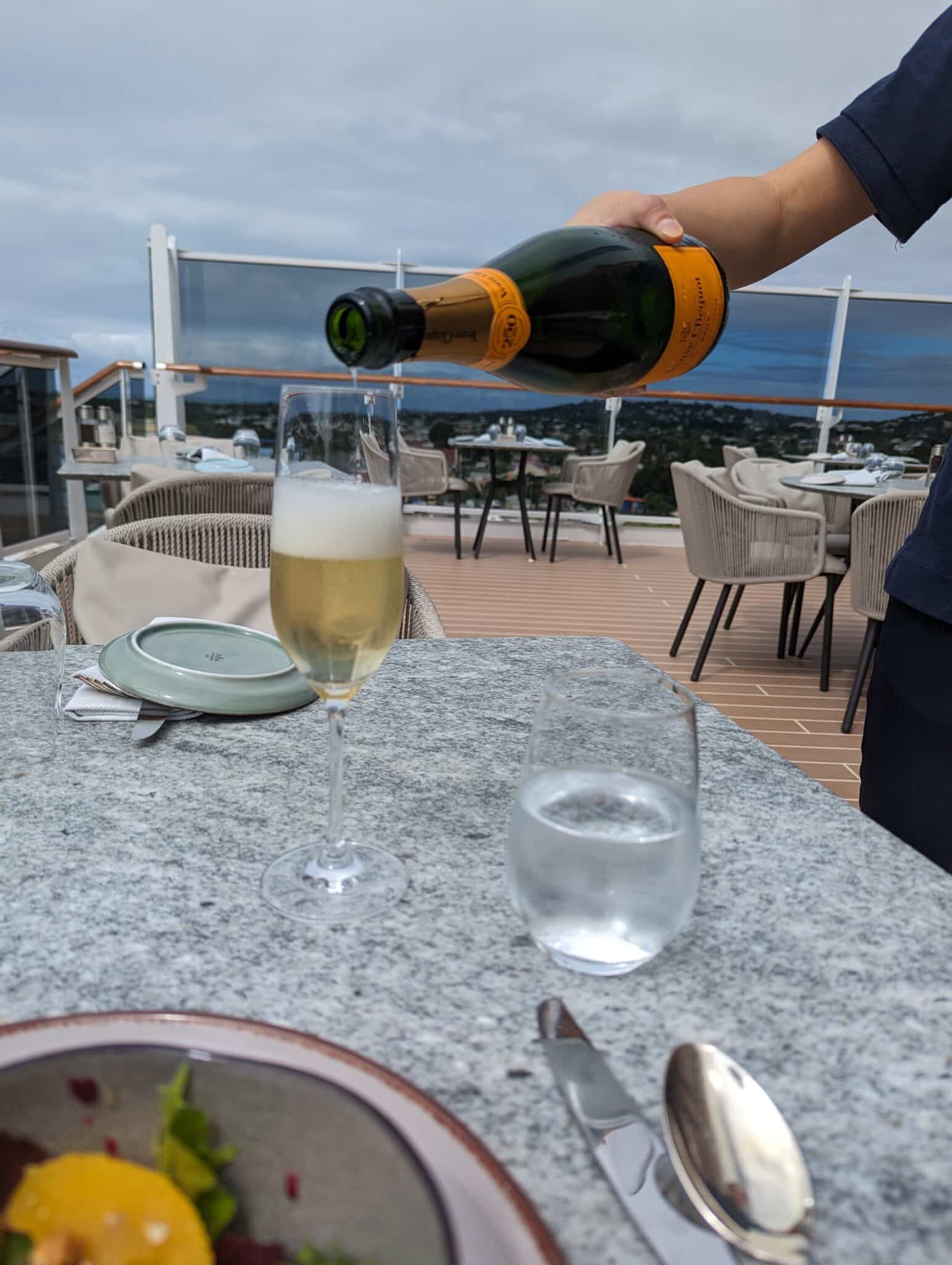 champagne into a glass