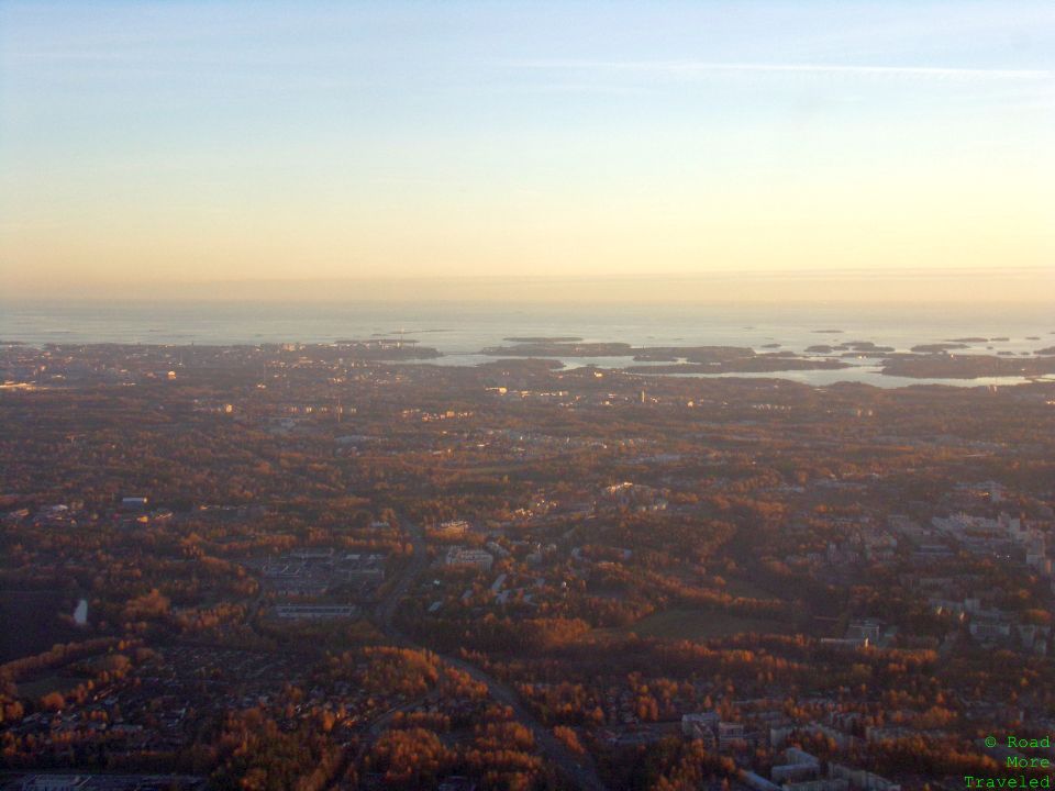 Sunset and fall foliage departing HEL