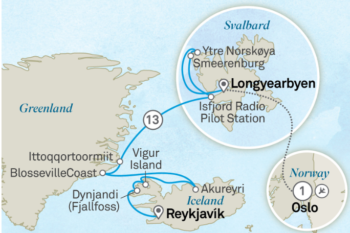 a map of longyearbyen and iceland