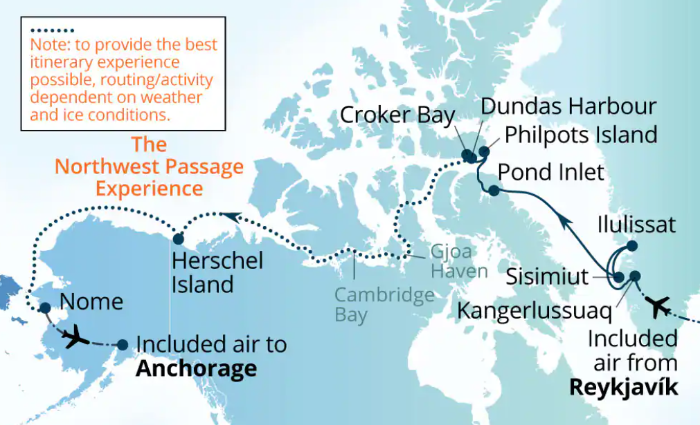 a map of the world with a route