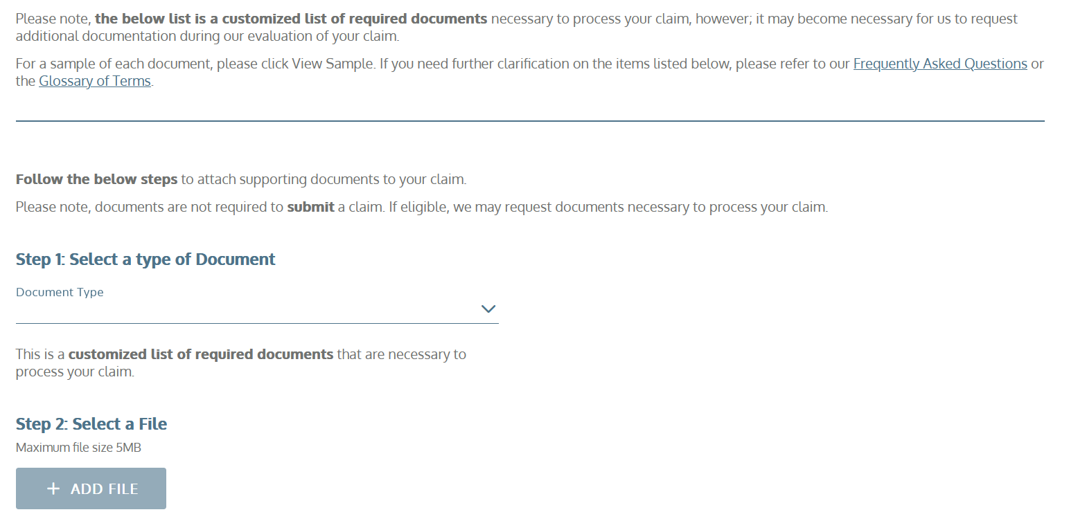 Rental car insurance claim documents