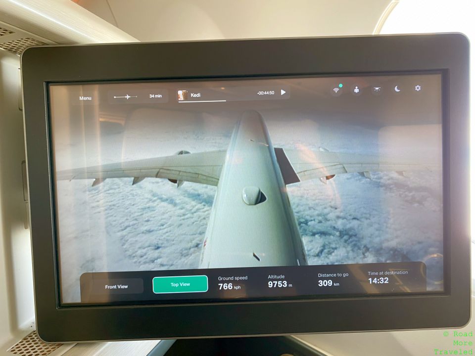 a screen with an airplane wing on it