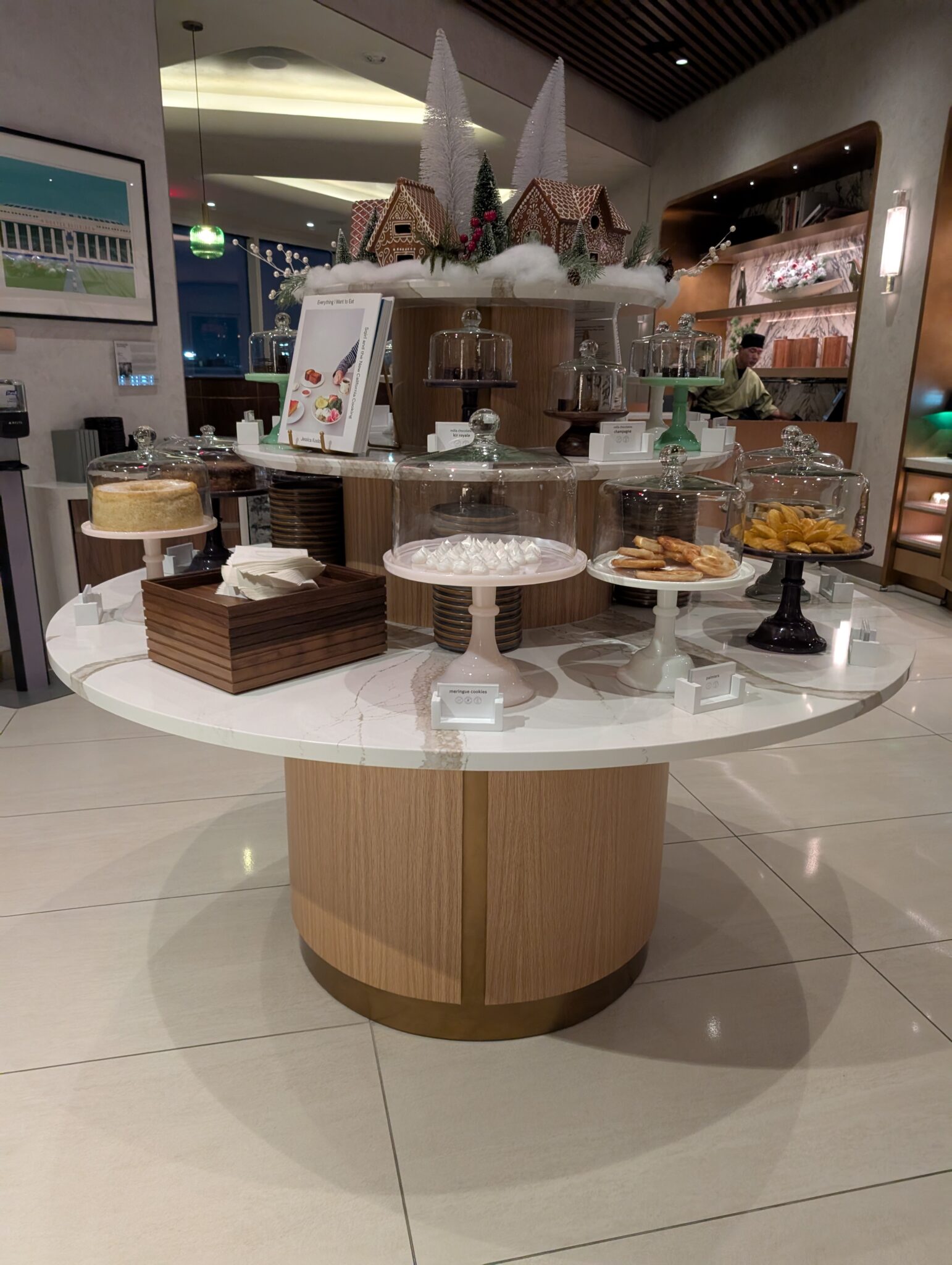 a display of desserts on a table