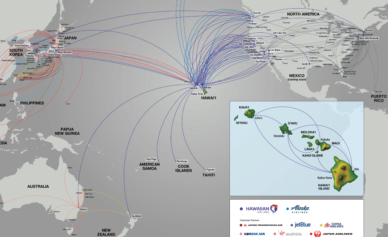 Hawiian Airlines Alaska combined map